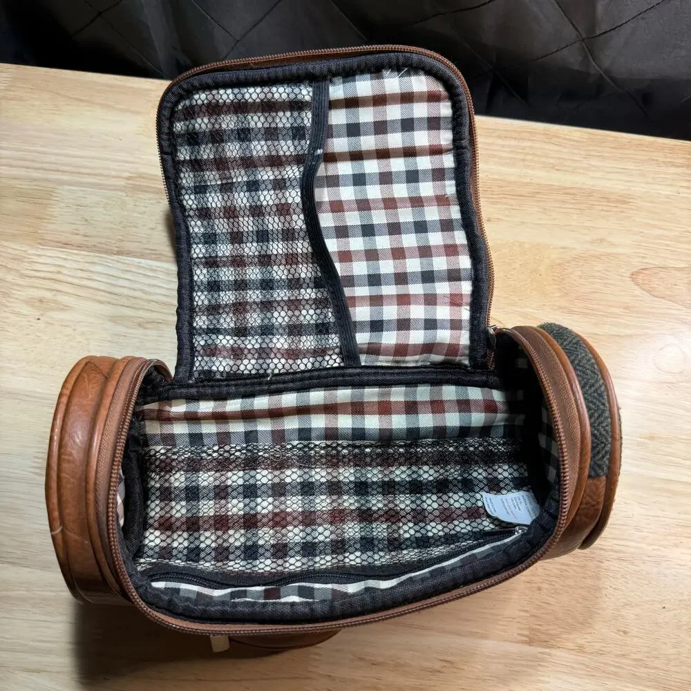 Portland Men's Golf Washbag Tweed Green and Brown Lined Designed in Ireland